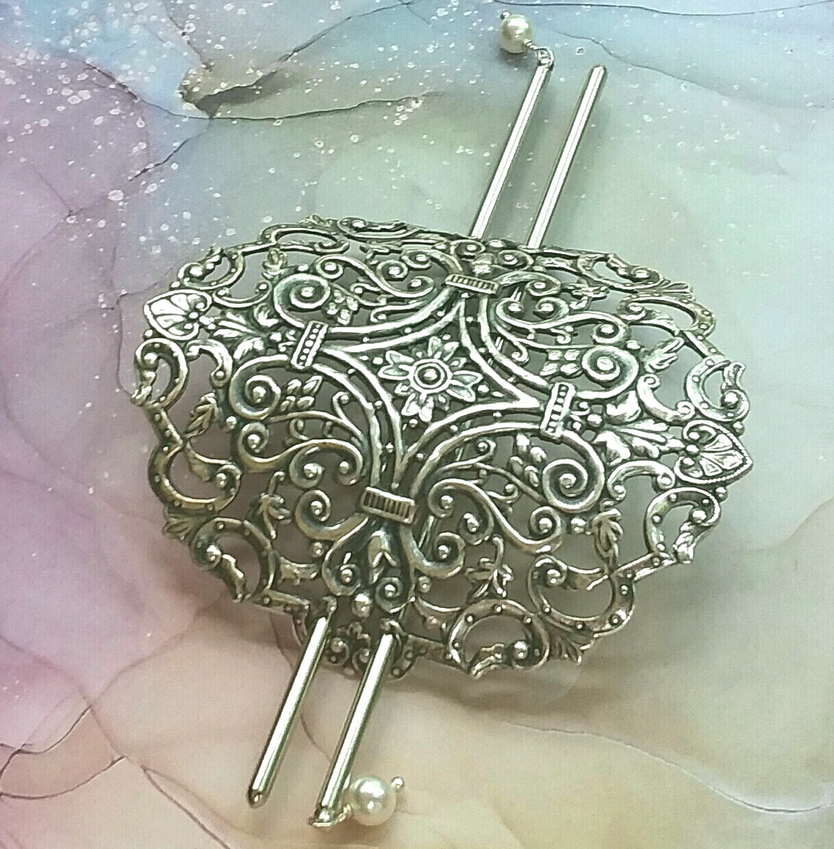 Slide Filigree Lg Celtic Hair Slide, Victorian Filigree Hair Slide, Silver, Cross ...