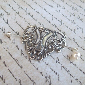 Celtic Shawl Pin, Celtic Lapel Pin, silver shawl pin, scroll, stick pin, hat pin, Irish, fall fashion, silver scarf pin image 4