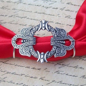 Silver Celtic Scarf Charm, celtic scarf slide, celtic scarf ring, wreath, scroll, silver scarf slide, scarf pendant,  silver celtic