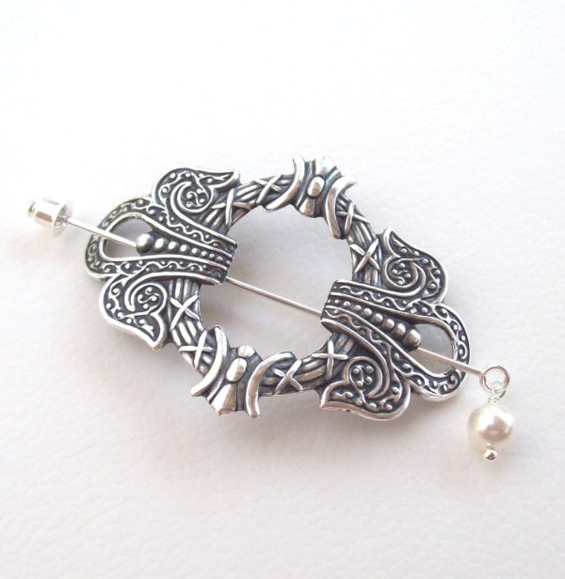 Silver Celtic Shawl Pin, Celtic Lapel Pin, silver shawl pin, mothers day, stick pin, hat pin, spring fashion, silver scarf pin image 2
