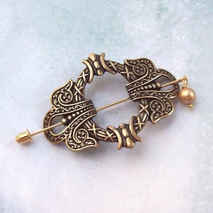 Celtic Shawl Pin, Celtic Lapel Pin, Celtic Hat Pin, gold shawl pin, brass, oxidized, fashion, stick pin, scarf pin, swarovski