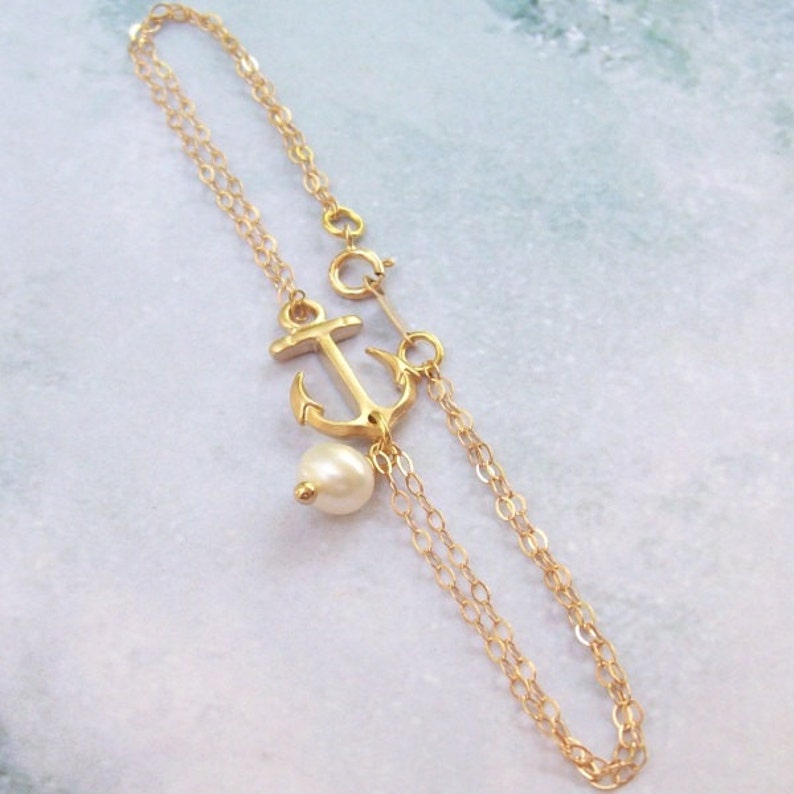 Gold Anchor Anklet Nautical Anklet rhodium 14k gold filled Etsy