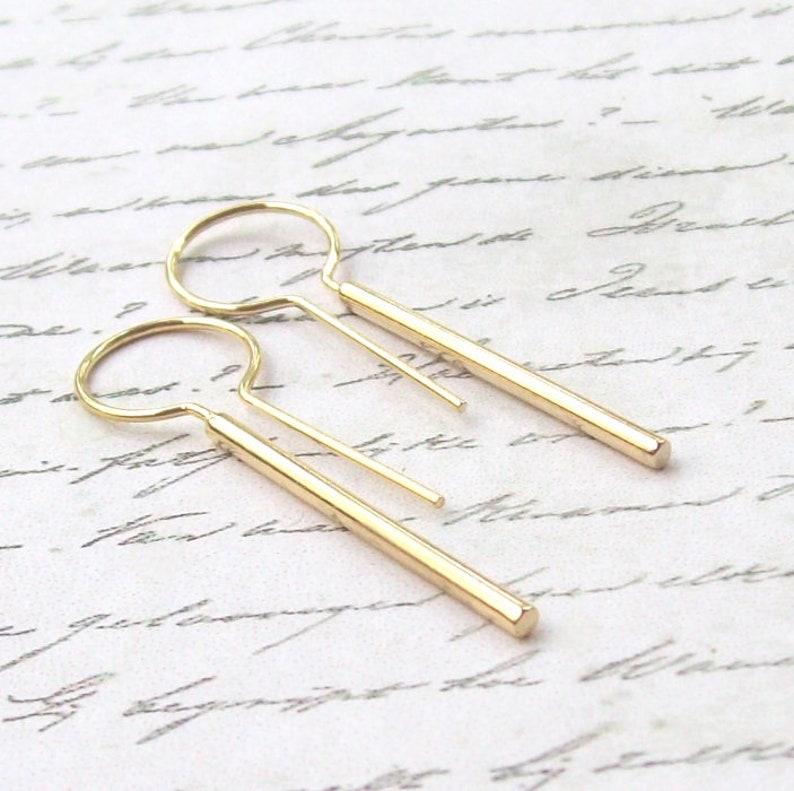 Gold Earrings Bar Earrings hooks threader tube earrings Etsy