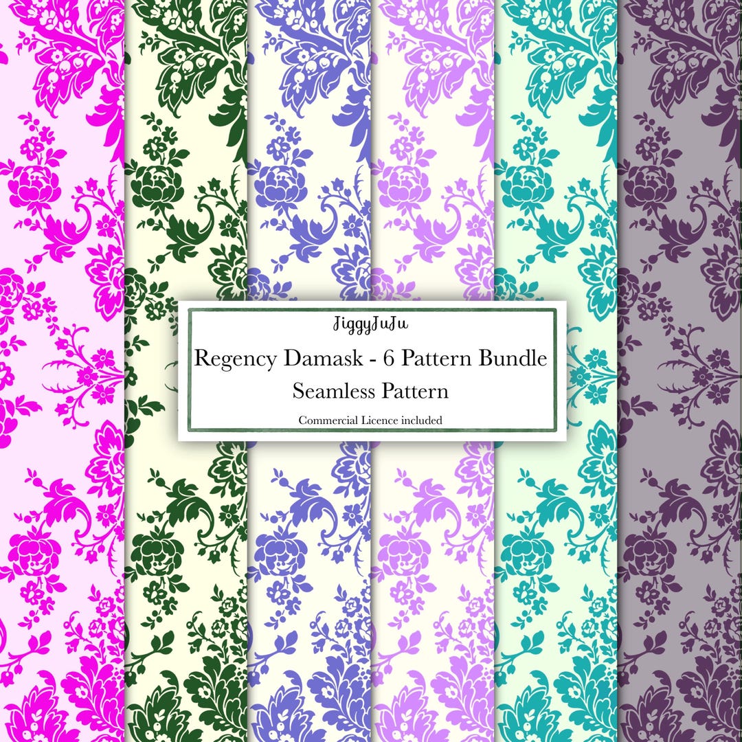 Regency Damask Vintage Wallpaper Style 6 Pattern Bundle | Digital Paper ...