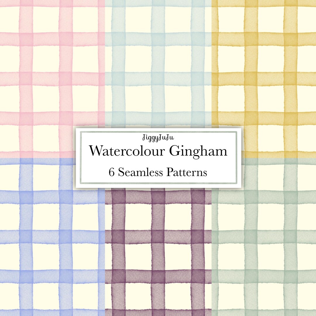 Watercolour Gingham | 6 Seamless Patterns Bundle | Digital Paper ...