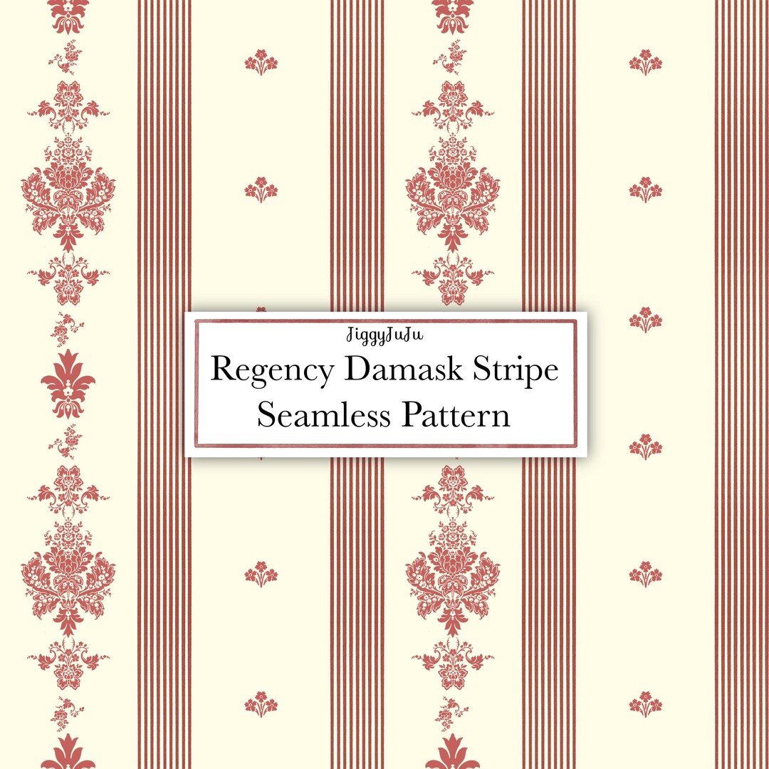 Earth Red Regency Damask Stripe | Seamless Pattern | Digital Paper ...