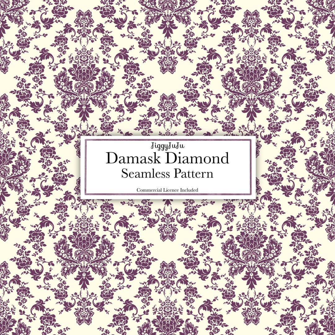 Plum Damask Diamond | Digital Paper | Seamless Pattern | Vintage Style ...