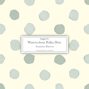 Sage Green Large Polka Dot | digital paper | Seamless Pattern | Watercolour Style (Digital Download)