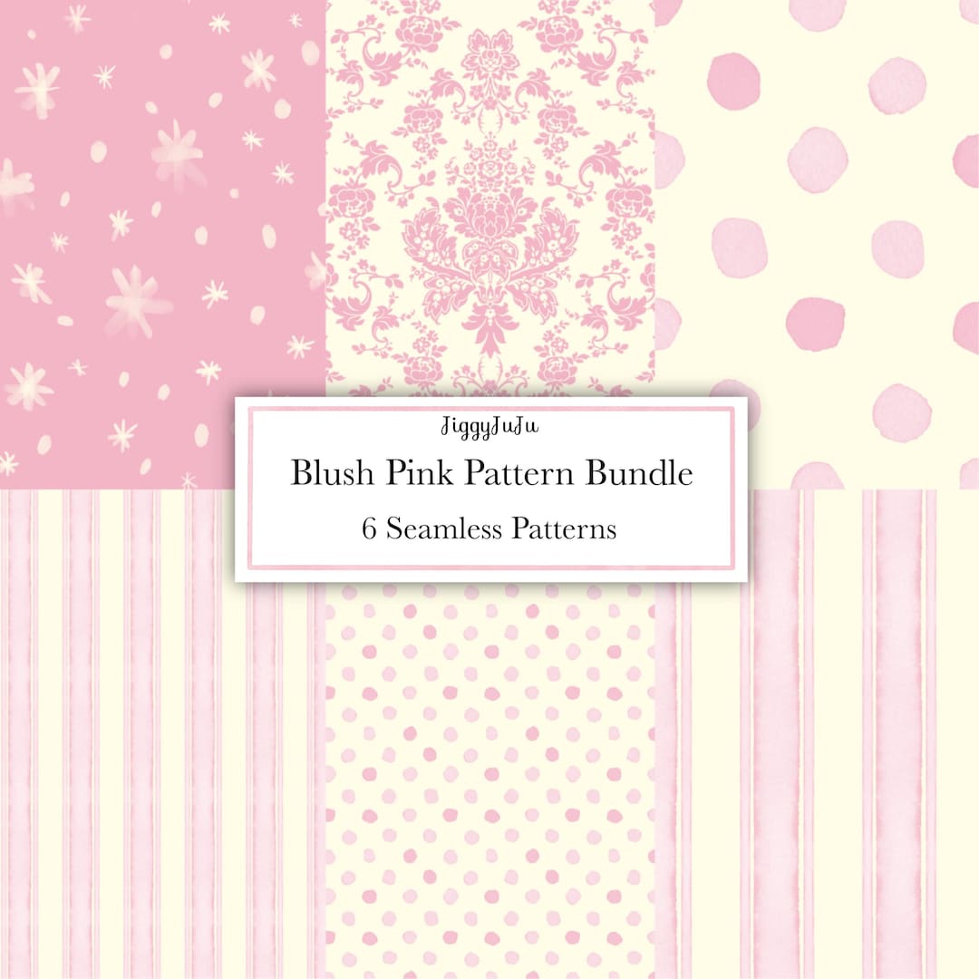 Blush Pink Seamless Pattern Bundle | Damask, Stripe, Polka Dot ...