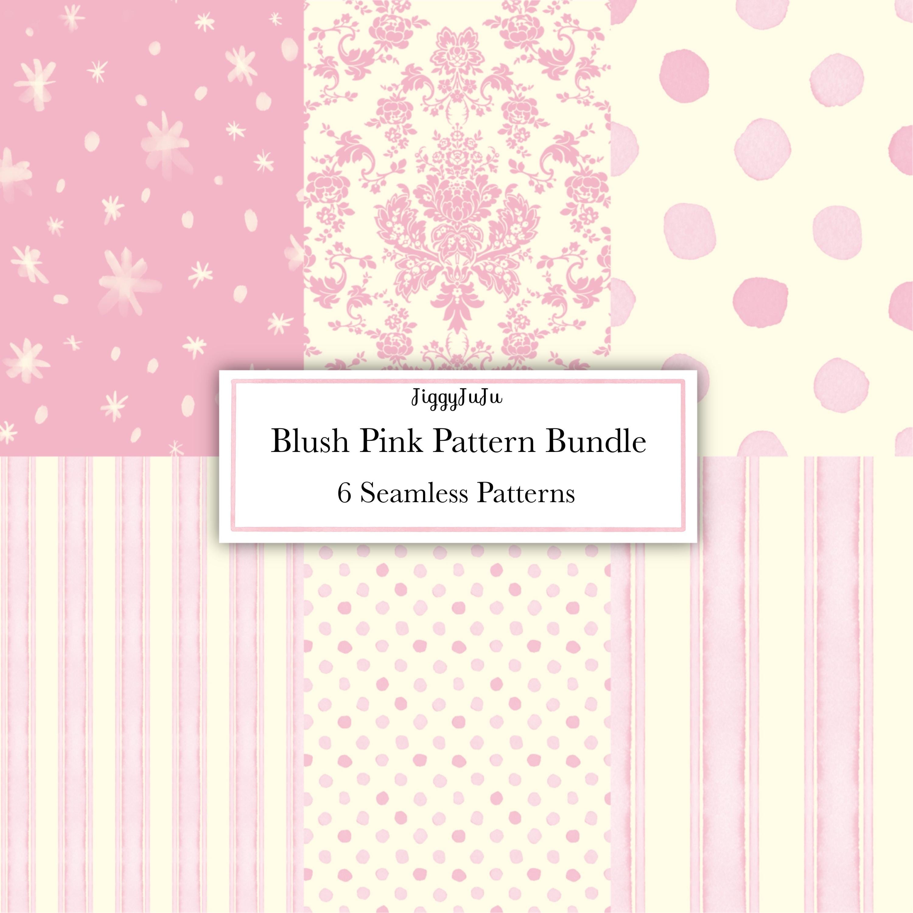 Blush Pink Seamless Pattern Bundle | Damask, Stripe, Polka Dot ...