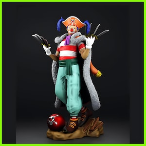 Kaotisk piratclownkung | Explosiv skurkkapten | STL 3D-UTSKRIFT | Animeskurkstaty