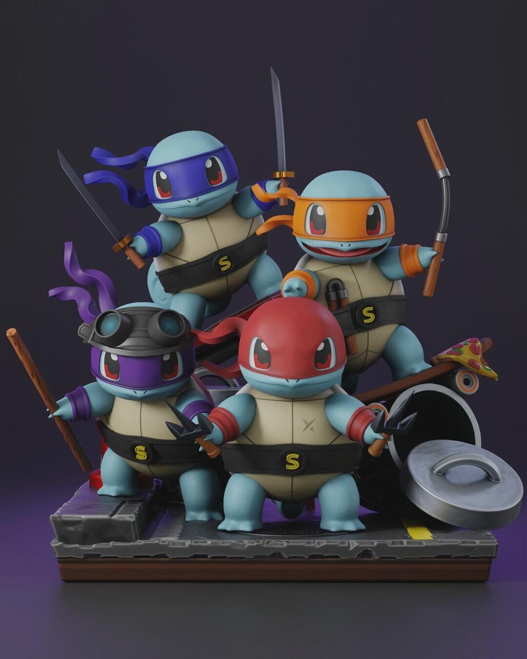 Sewer Shell Sewer Shell Ninja Squad | Twin Blade Turtle Warriors | STL 3D PRINT ...