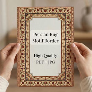 Ottoman Manuscript Frame Border, Arabic Eastern Oriental Rug Style, Vintage Antique Carpet Neutral Blank Center Blank Center Template A3 A4