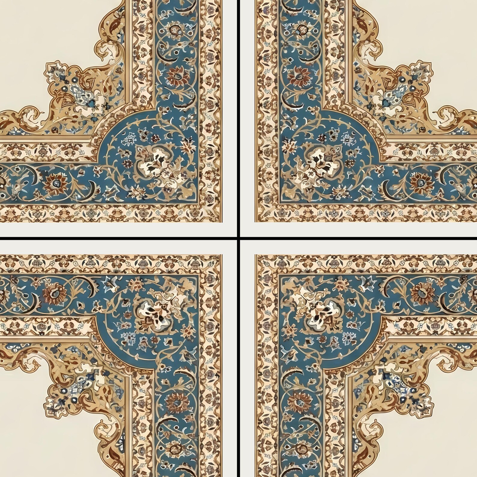 Rug Border Frame A3 A4 Printable, Iranian Carpet Ornate Floral Border ...
