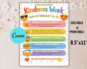 Plantilla de volante para la Semana de la Bondad / Actividades escolares editables (Canva, descarga digital)