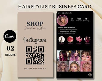 Plantilla de tarjeta de presentación de Instagram, diseño de salón de belleza (descarga digital, edición en Canva)