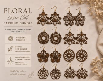 Boho Earring SVG Bundle | 8Laser Cut Wooden Designs (Digital Download)