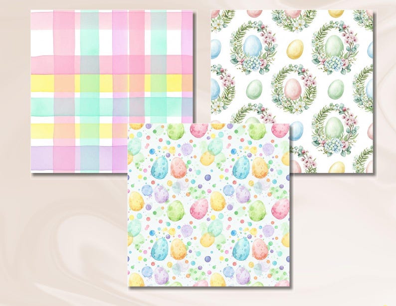 Easter Digital Paper Pack, Watercolor Eggs, Floral Designs (34 Jpgs) - Etsy