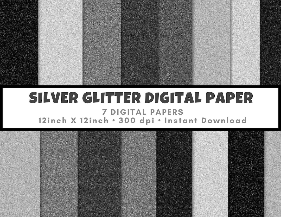 Silver Glitter Digital Paper, Scrapbook Texture Pack (digital Download ...