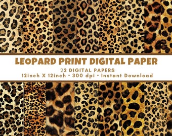 Paquete de papel digital con estampado de leopardo, diseño de guepardo para scrapbooking (12 x 12, 300 DPI) (descarga digital)