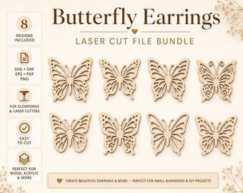 Wooden Butterflies SVG Bundle, Laser Cut Files, Butterfly Wall Decor (Digital Download)