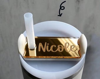 Couvercle personnalisé pour plaque nominative en or pour gobelet 40 oz 30 oz 20 oz, accessoire Stanley élégant, cadeau pour elle
