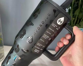 Gobelet de voyage Hydrojug 40 oz – à personnaliser avec un imprimé léopard noir | Cadeau pour elle | Coupe du voyageur