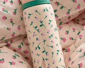 Bouteille d'eau Owala de 32 oz personnalisée avec un motif Rosebud Tea Time