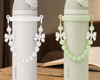 Beaded Bow Bottle Charm for Girls & Women | Owala Accessories | Cute Water Bottle Strap for Gym, Travel