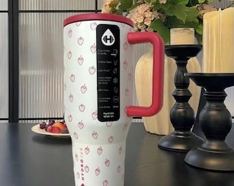 Gobelet de voyage Hydrojug 40 oz – personnalisé avec fraise blanche | Cadeau pour elle | Coupe du voyageur