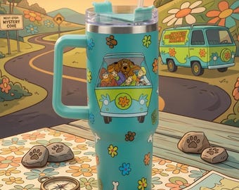 40oz Scooby-Doo Stainless Tumbler | Cartoon Print Insulated Car Cup | Funny Gift for Friends