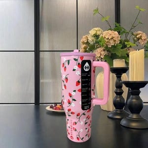 Hydrojug 40oz  Traveler Tumbler Personalized With Red Strawberry |  Gift for Her | Traveler Cup