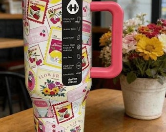 Gobelet de voyage Hydrojug 40 oz – personnalisé avec des tampons | Cadeau pour elle | Coupe du voyageur