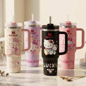 Stanley Personalized 40 oz Tumbler, Engraved Hello Kitty Design, Stainless Steel Travel Cup