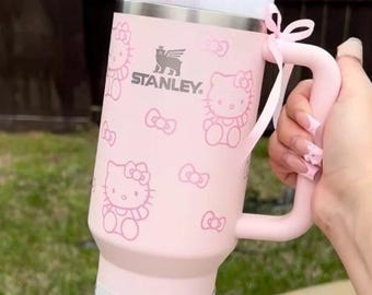 Stanley Pink 40oz Tumbler Personalized with Hello Kitty | Anniversary Gift for Wife