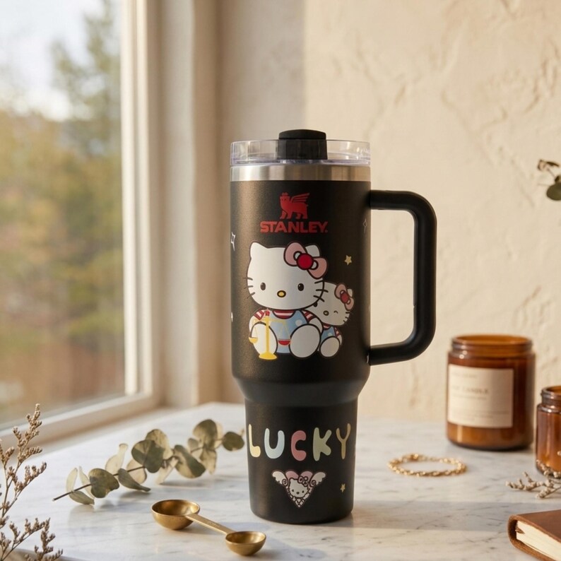 Stanley Personalized 40 oz Tumbler, Engraved Hello Kitty Design, Stainless Steel Travel Cup