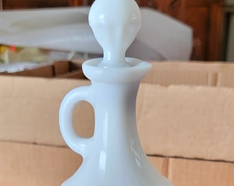 Vintage Avon White Milk Glass Cruet Bottle with Stopper