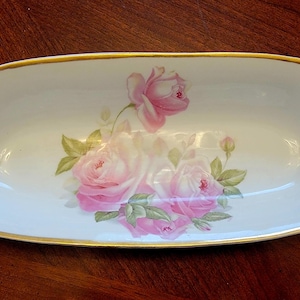 Vintage or Antique Empire Bavaria Oval Serving Platter Tray, Porcelain China, Chic Shabby