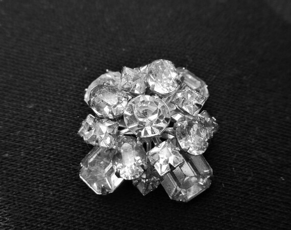 Vintage or Antique Glass Rhinestone Brooch - image 2