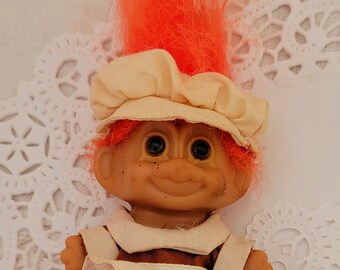 Russ Troll 4" Pilgrim Thanksgiving Doll with bright orange hair