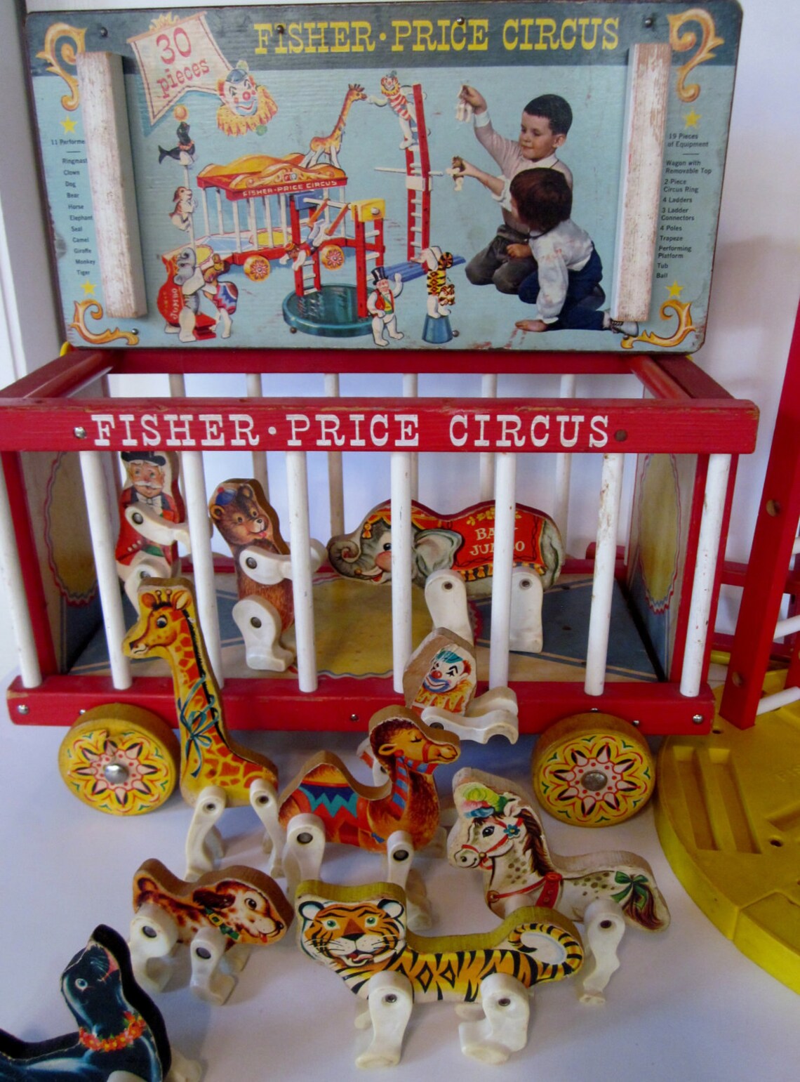 SALE 25 OFF Vintage Fisher Price Wooden Circus Wagon 900 Etsy