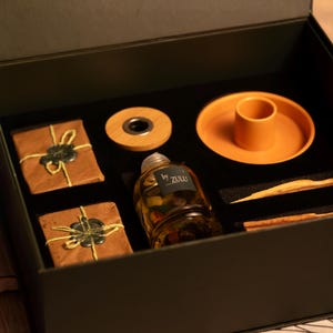 ZULU rituele cadeauset met pop-updoos – natuurlijke zeep, kamerdiffusor en Palo Santo, betekenisvol spacadeau
