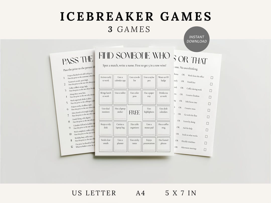 Team Building Office Games Bundle Printable Icebreaker Bingo Getting to ...