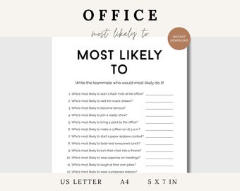 Office Most Likely To, Team Building Game, Office Party Games, Office Superlatives, Printable Who's Most Likely, Who Is Most Likely Game