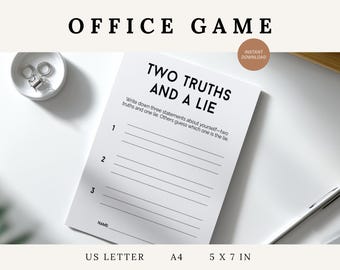 2つの真実と1つの嘘のゲーム、チームビルディングゲーム、印刷可能なオフィスアイスブレイクゲーム、お互いを知るゲーム、職場パーティーゲーム、ディナーパーティー