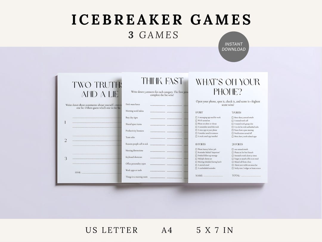 Office Icebreaker Games Bundle | Team Building Activities (printable ...