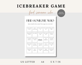 Find Someone Who Icebreaker Game Team Building Game Fun Office Games Printable Icebreaker Bingo Get To Know You Conversation Starter Game