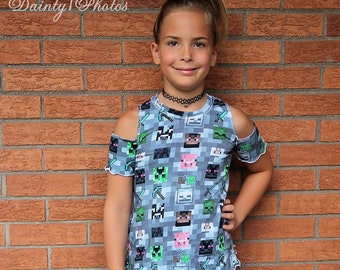 Monica's Cold Shoulder Top and Dress  PDF Pattern Sizes 2T to 14 Girls