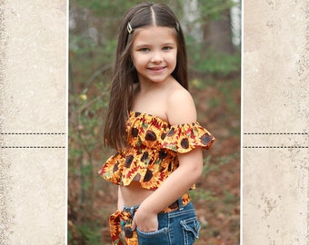 Fleur's Crop Top, Shirt, and Dress Sizes NB to 14 Kids PDF Pattern