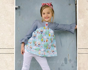 Kyra's V-Back Top and Dress Size 6/12m to 8 Kids and Dolls PDF Pattern